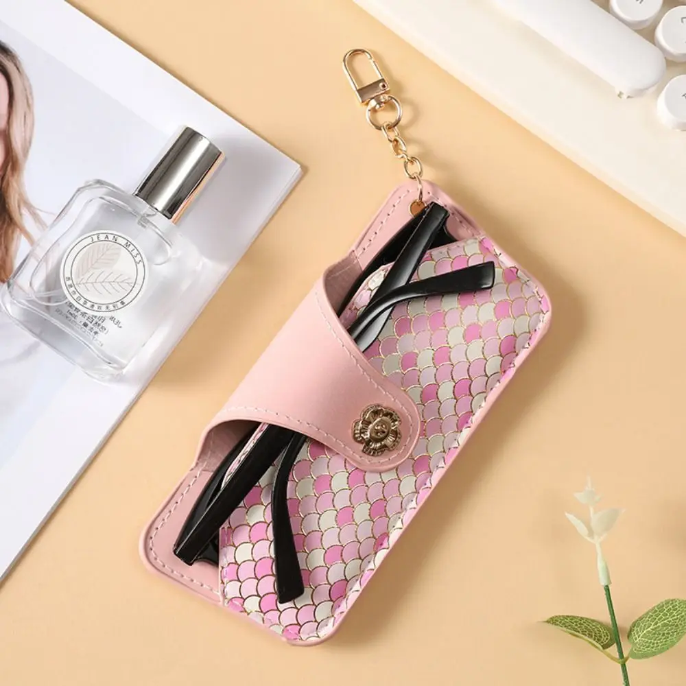 حامل نظارات أنيق، حافظة نظارات شمسية بإبزيم ناعم، غطاء حماية من جلد البولي يوريثان، صندوق نظارات محمول للفتيات #3