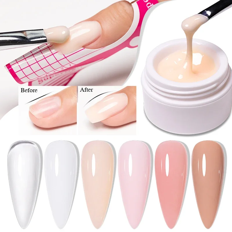 

15ML Creamy Extension Nail Gel Polish Clear Nude Pink Color Builder Nail Gel Soak Off UV LED Semi-Permanent Varnish For Manicure