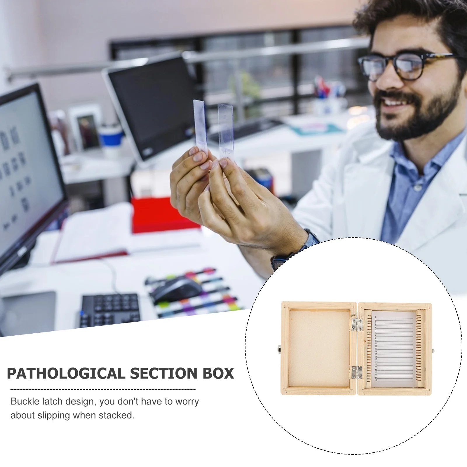 Wooden Specimen Case Microscope Sliding Storage Box Wooden Storage Case