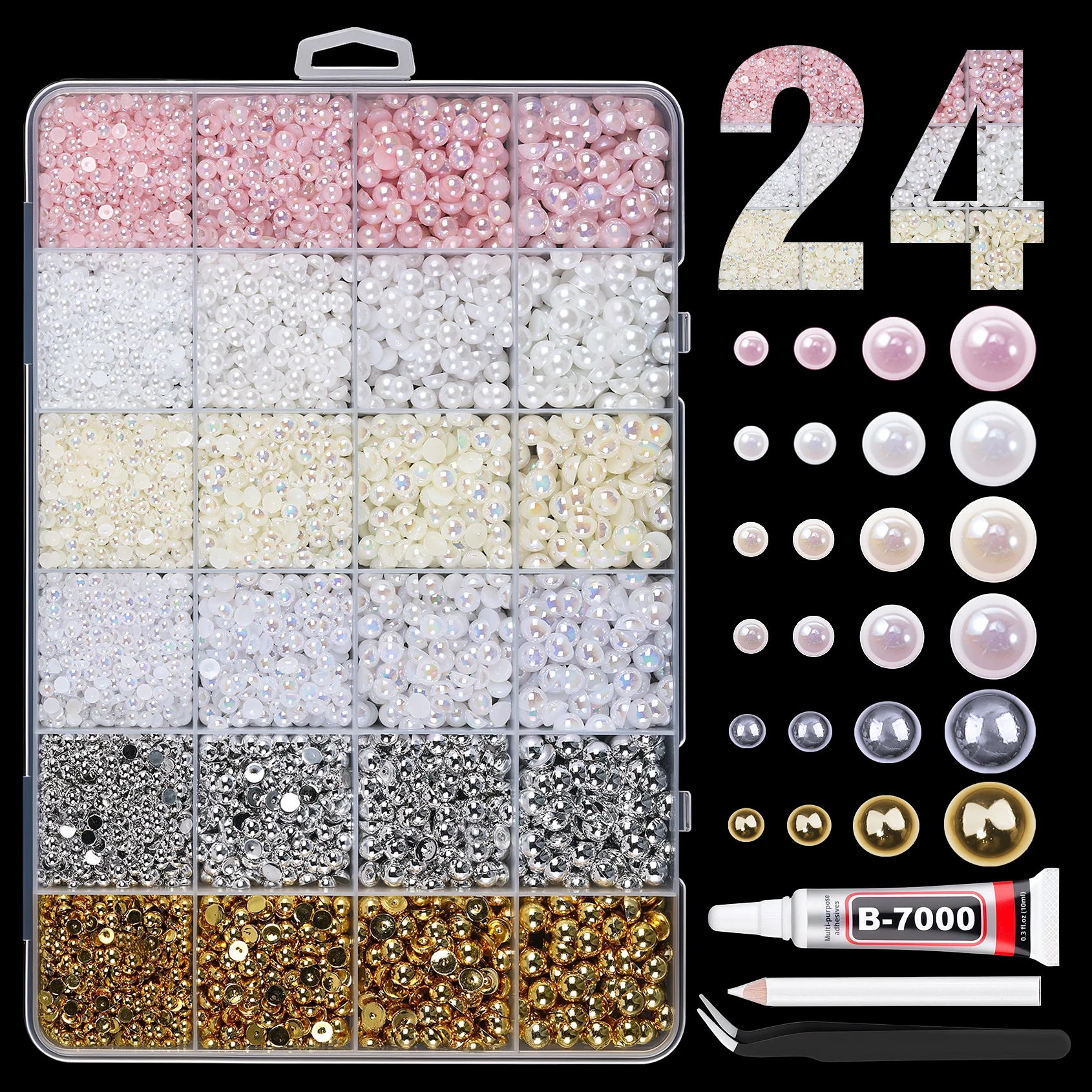 28Grid 3/4/5/6mm Gemengde Kleur Harsen Boor AB Strass Set Platte Achterkant Nagelboor Voor Telefoon Kleding DIY Decoratie Nagels Ambachten