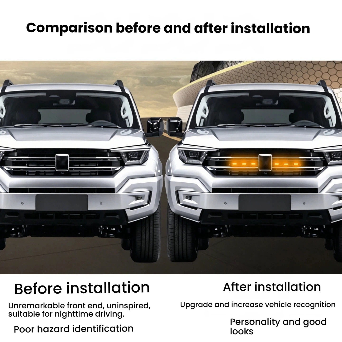 LED Front Grille Light FOR NISSAN PATHFINDER R51 Old Model Car Daytime Running Light Wheel Eyebrow Lamp For Pickup Offroad 12V view 6