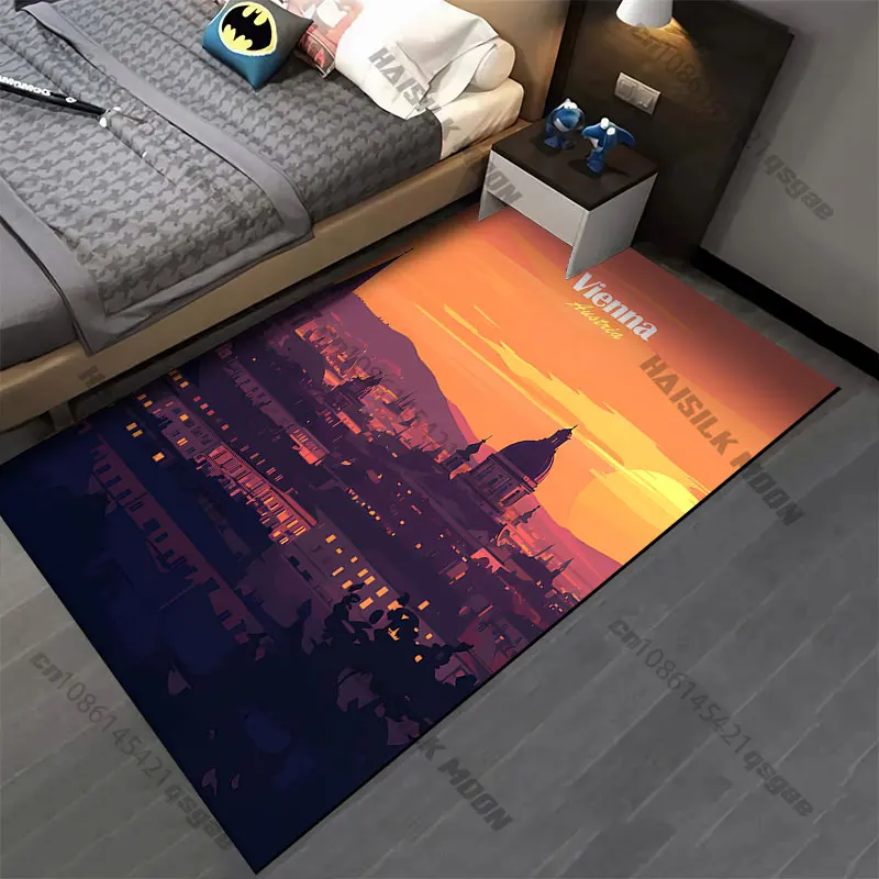 Sunset over Vienna skyline carpet Yoga living room room decor children's crawling mat doormat area rug games mat
