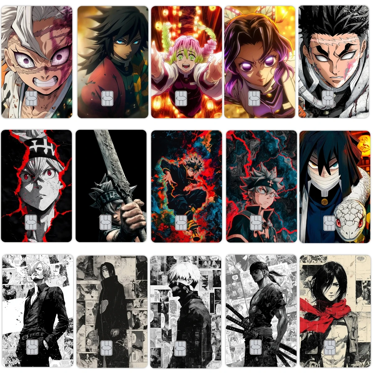 

Аниме Kamado Tanjirou Agatsuma Zenitsu Kamado Nezuko в стиле комиксов, мультяшные наклейки для кредитных дебетовых карт, крутой декор, пленка для кожи, обложка