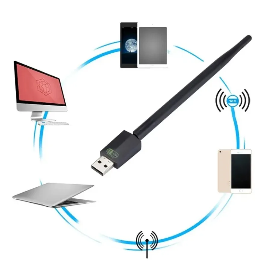 USB WiFi Adapter 150Mbps การ์ดเครือข่ายไร้สาย Dongle 2.4GHz 802.11N เสาอากาศรับสัญญาณสําหรับ PC แล็ปท็อป Windows Driver ฟรี
