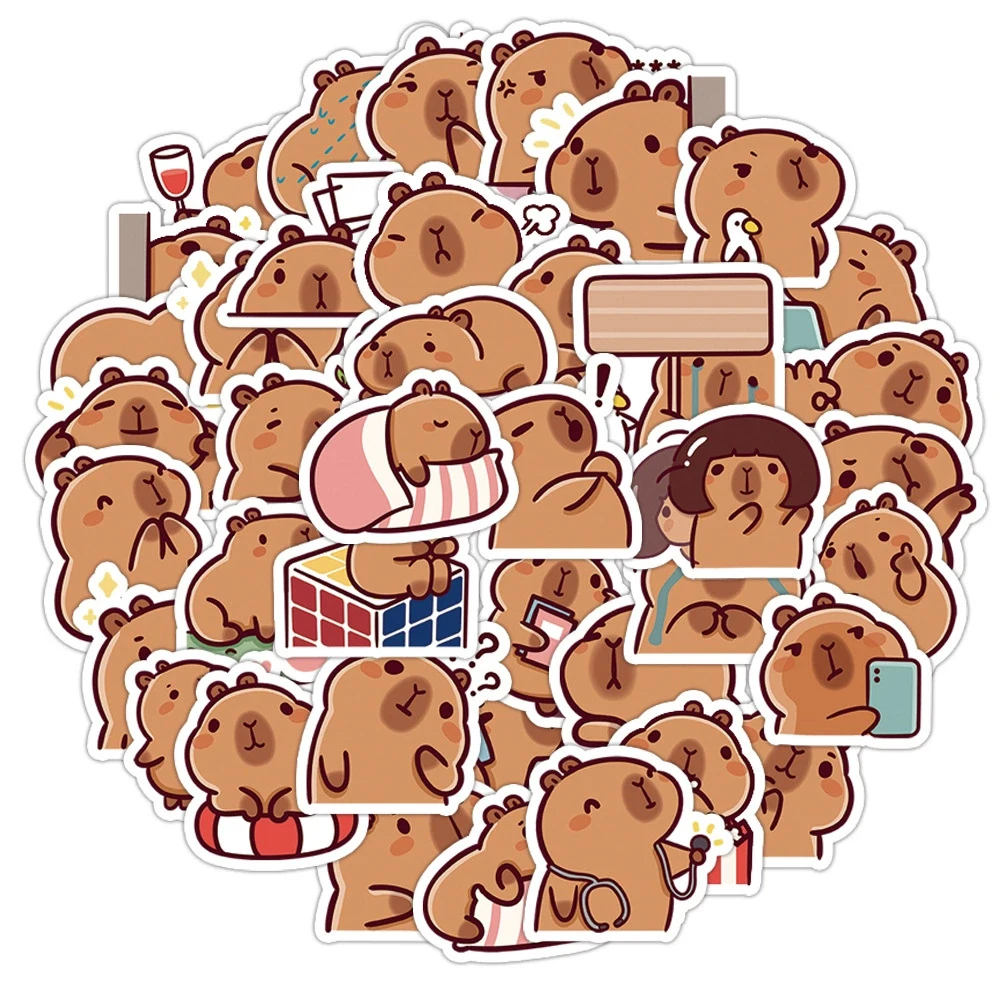 10/30/50pcs Cute Cartoon Animal Capybara Stickers Decals Laptop Notebook Suitcase Phone Diary Scrapbooking Decoration Sticker