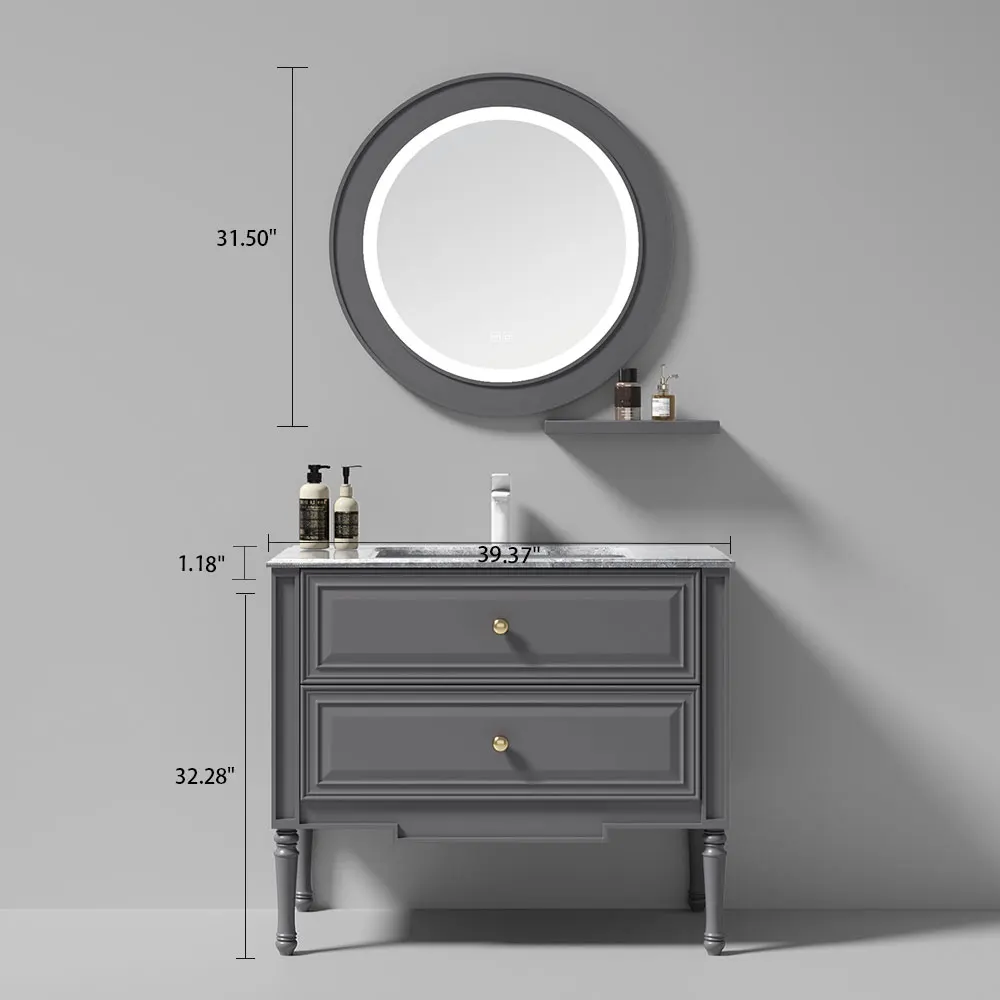 North America Style Free Standing Solid Wooden Bathroom Vanity Waterproof Single Sink Bathroom Furniture Cabinet