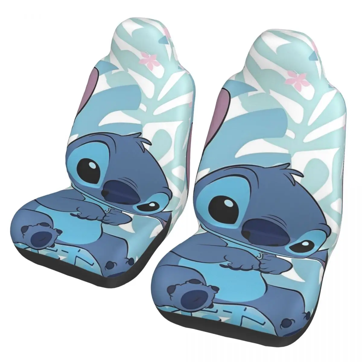 스티치 만화 귀여운 자동차 시트 커버 통기성 시트 커버 2 조각 자동차 SUV 트럭에 대한 유니버설 맞는