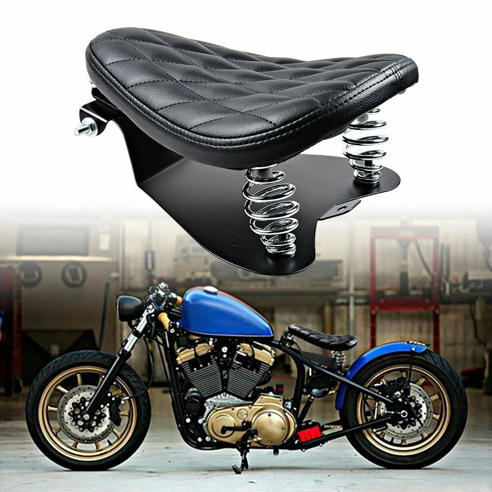 

1 SET Motorcycle Retro Leather Solo Seat+3" Spring Bracket for Harley Custom Chopper Sportster Bobber Honda Yamaha Kawasaki