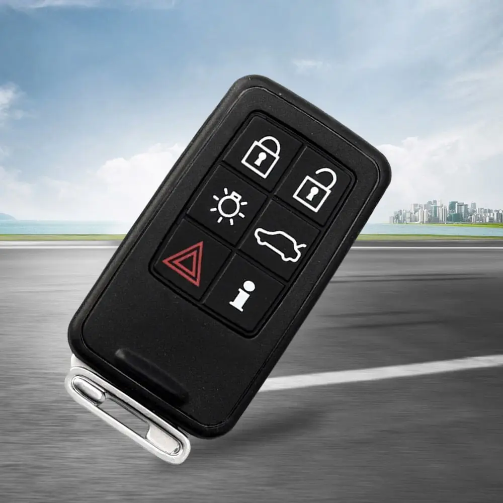 Carcasa de llave de coche con botón 5/6, carcasa de llave de coche negra ABS duradera, funda de llave Go Remote sin llave para Volvo S60L XC60 S80L