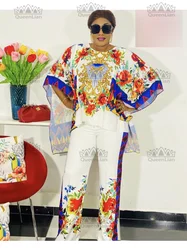 Roupas africanas de alta qualidade para mulheres, conjunto de 2 peças, moda elegante