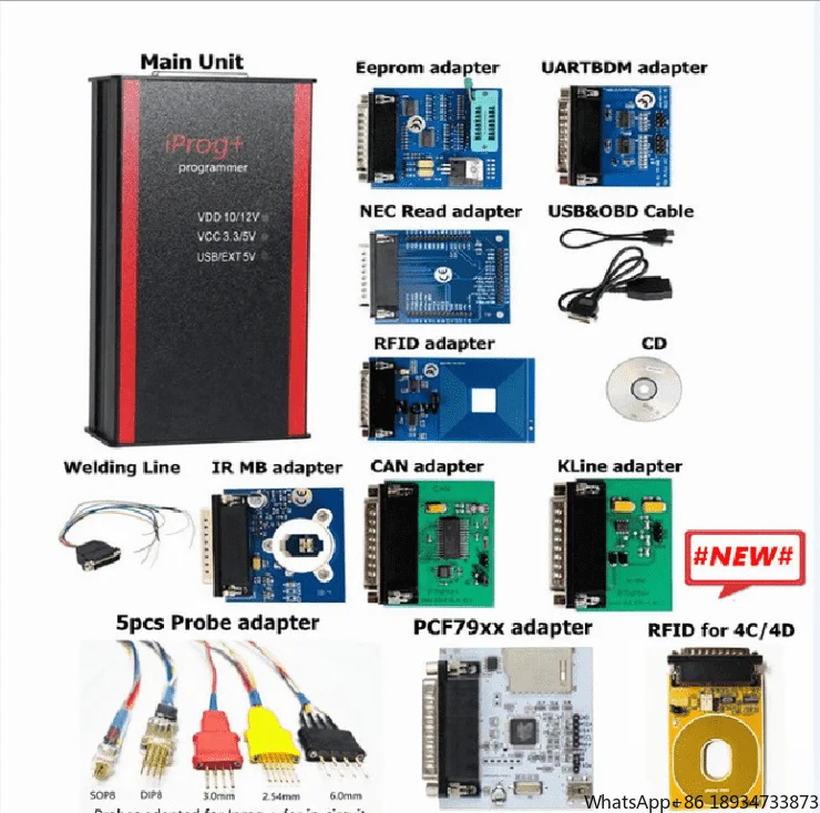 Programador V89 Iprog+ Pro versión completa con adaptadores de sondas + adaptador de tarjeta SD IPROG Plus PCF79xx + adaptador RDIF Universal