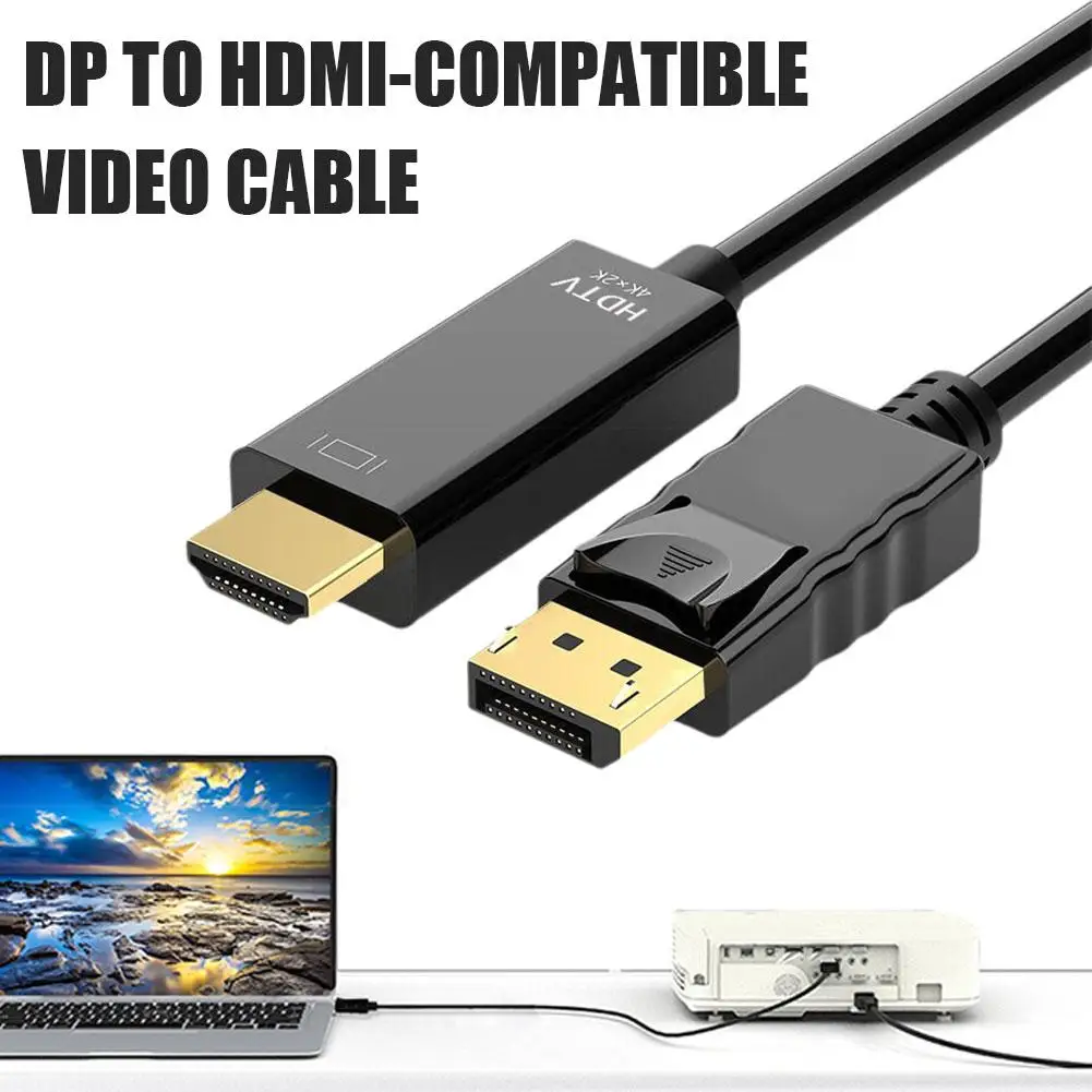 DP To HDMI Compatible Desktop Graphics Card Display Cable Compatible Displayport To Without 4K HD Cable HDMI Flickering Vid I2G9