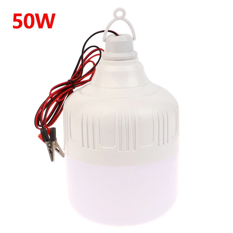 โคมไฟ LED แบบชาร์จไฟได้50W 12V สีขาวหลอดไฟแบบหนีบกลางแจ้งโคมไฟเต็นท์บาร์บีคิวตกปลาตั้งแคมป์