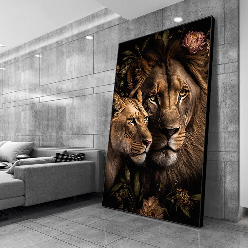 Realistic Tiger Canvas Wall Art Majestic Animal Portrait Painting Luxury Wall Decor for Living Room Office & Hotel