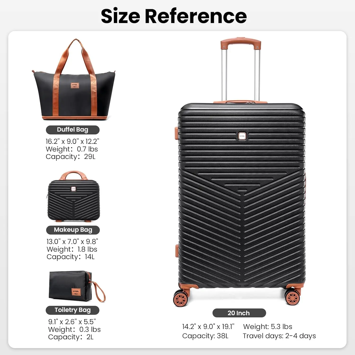 4 Piece Luggage Set Carry On ABS+PC Hard Shell Suitcase Travel Packing Box With Spinner Wheels & TSA Lock For Business ﻿Trip