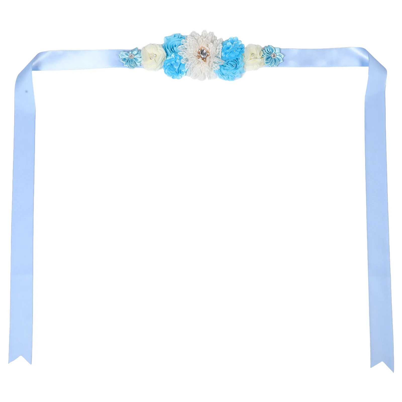 

2pcs Maternity Belt Pregnancy Sash Floral Decor Rhinestone Belly Waist Support Photo Prop Baby Shower Accessories