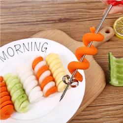 1Pc Manual Spiral Screw Slicer Plastic PP + Steel Wire Rotate Potato Carrot Cucumber Vegetables Spiral Knife Carving Tool