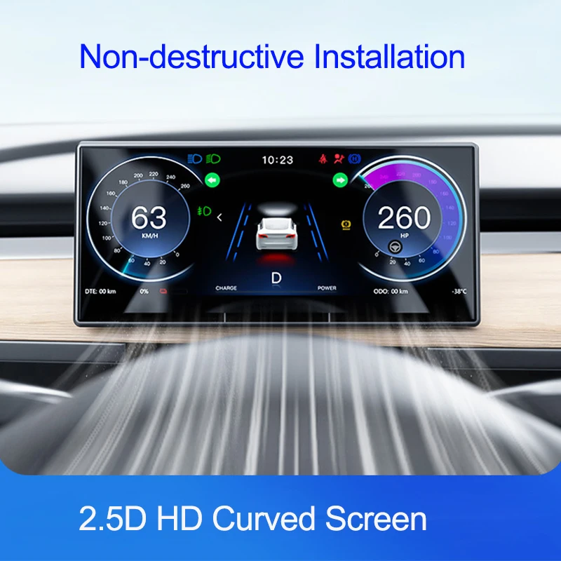 Ruiyyco 8.9 Inch Dashboard Screen Instrument Display for Tesla Model 3 Y Support Wireless Carplay Front Camera HUD Accessories