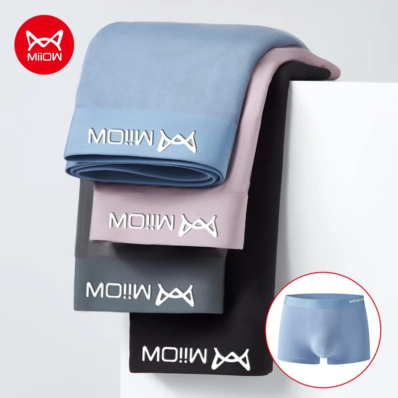 MiiOW 3Pcs 80 Count Modal Sexy Men Underpants Boxers Shorts Silk Crotch Man Underwear Boxer Seamless Cut Panties Trunks MRH008