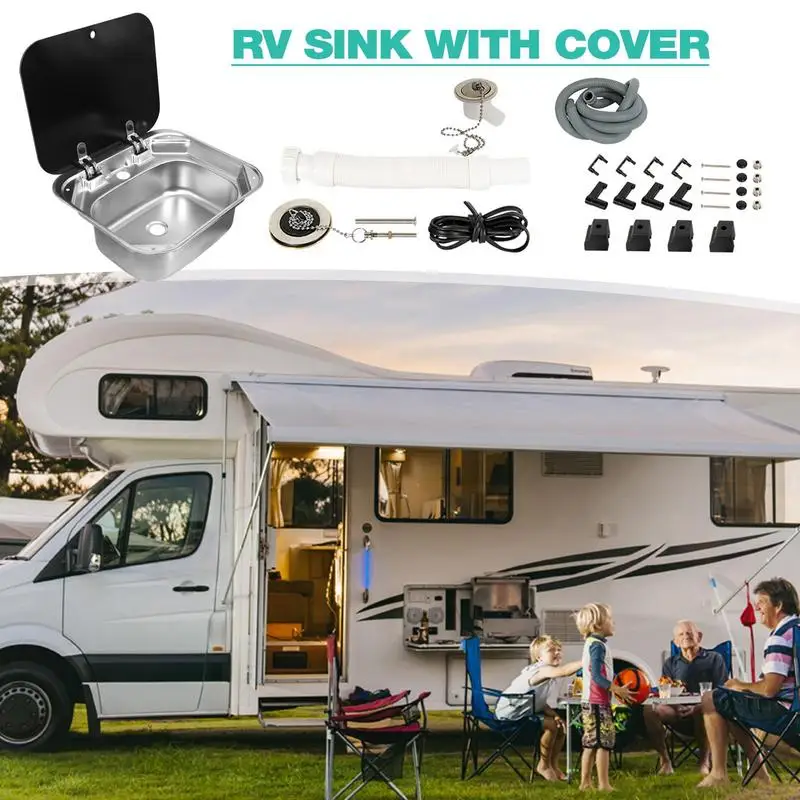 

RV Accessories Stainless Steel RV Folding Faucet & Sink Durable Motorhome Faucet Caravan Camper Yacht Camping Supplies Novelty