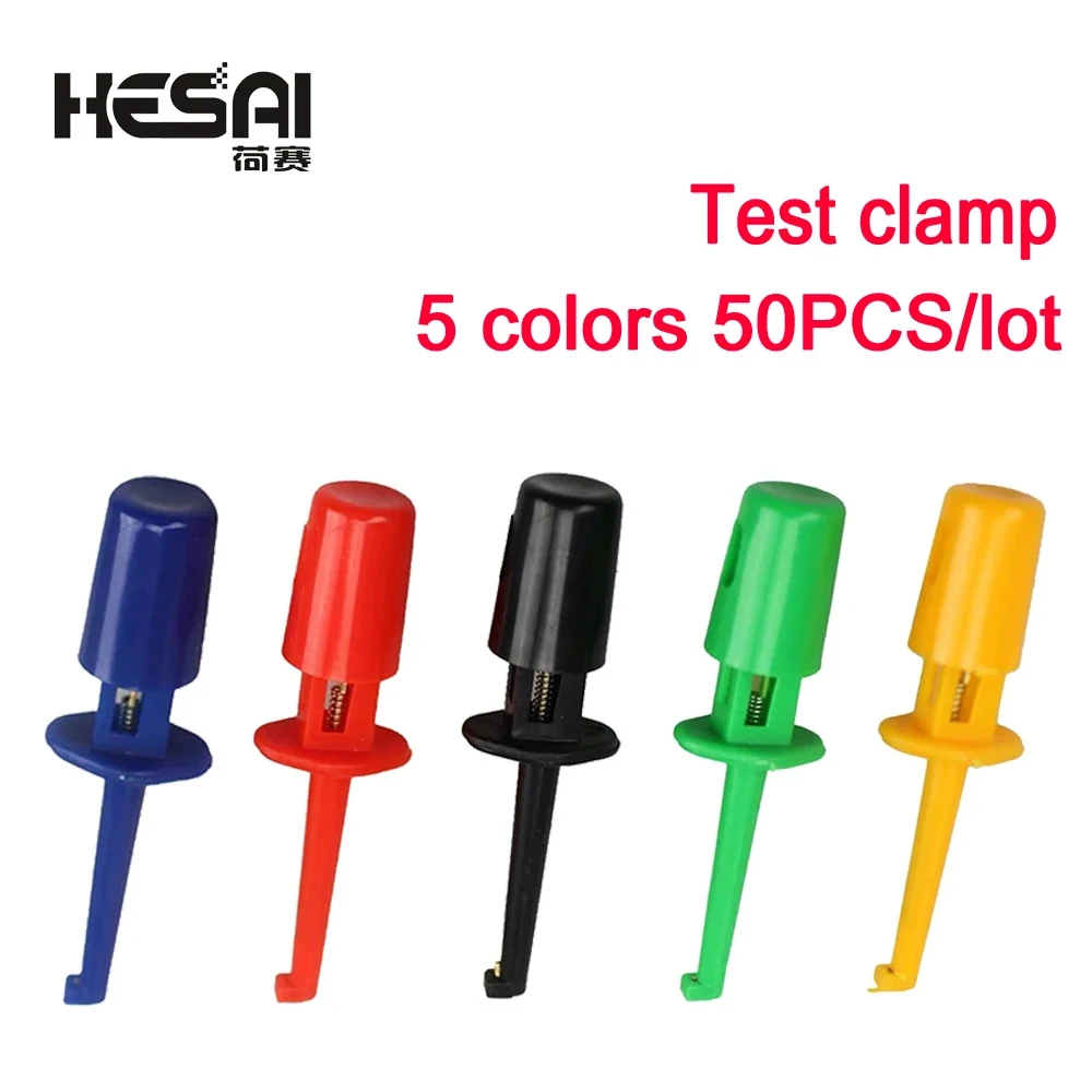 

50PCS/lot MLead Wire Kit 5 colorsTest Hook Clip Grabbers Test Probe SMT/SMD IC D20 Cable Welding Clip Hook Test Clip