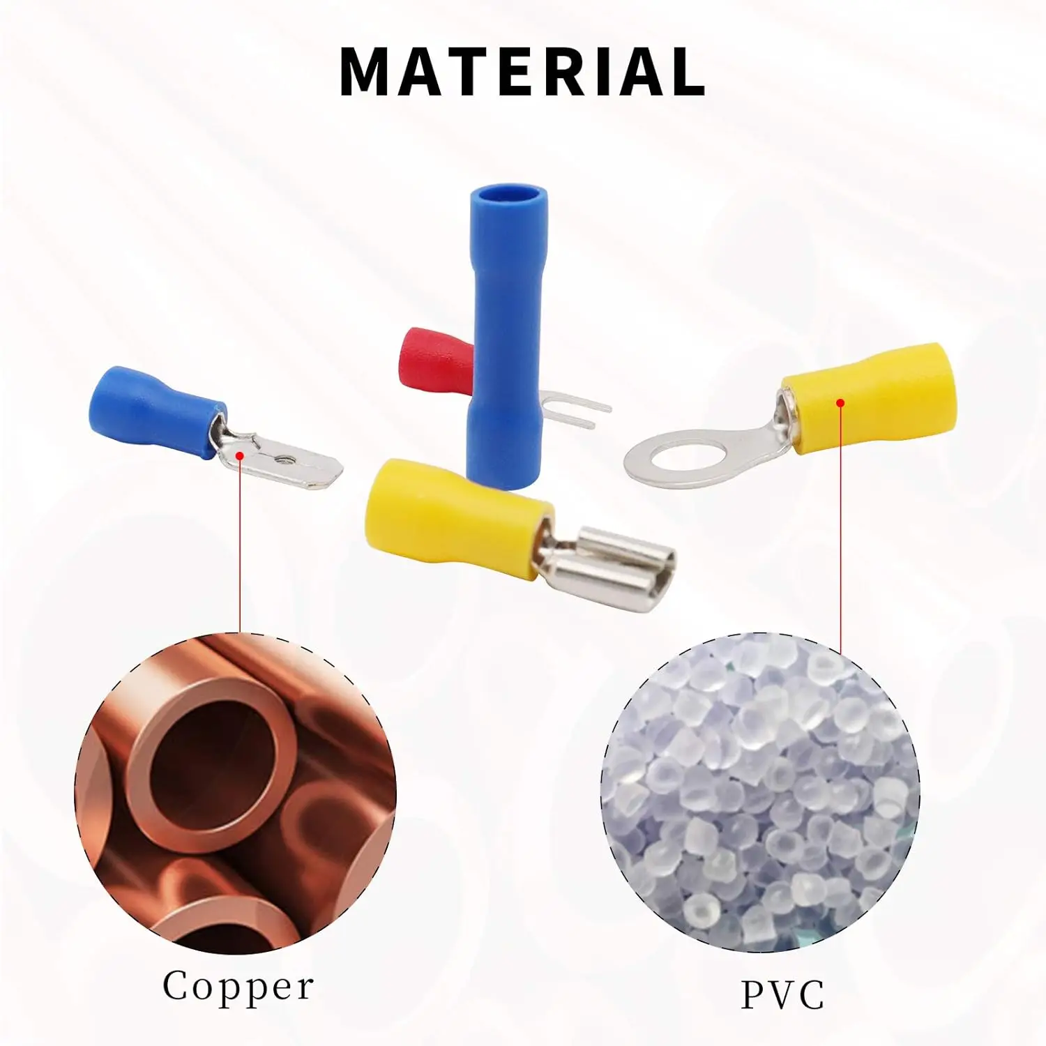 520pcs Insulated Wire Terminals Lug Set Crimp Cable Connection Mixed Ring Spade Butt Quick Disconnect Connectors Assortment Kit