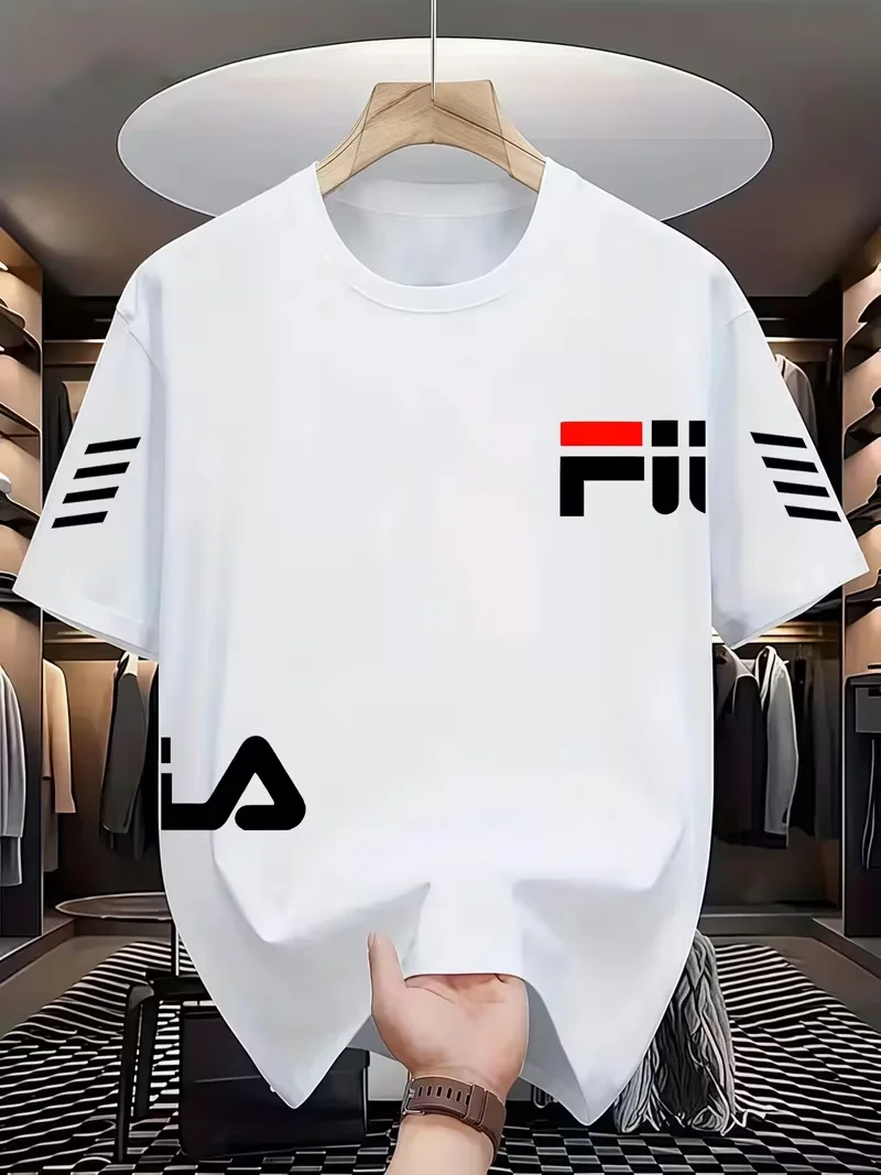 2027 New Sporty Stripe Letter Print T-Shirt Y2K Urban Street Style Unisex O-neck Short Sleeve Fashion Casual Top