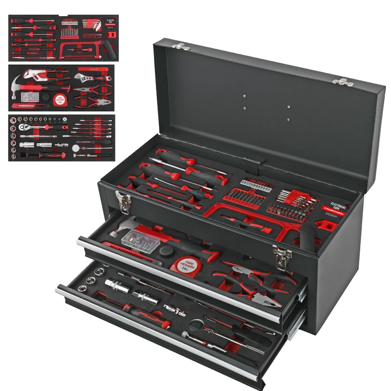 

166pcs Home & Auto Carbon Steel Tool Sets Car Herramientas Tools Set Box Mechanic For Auto Repair OEM ODM