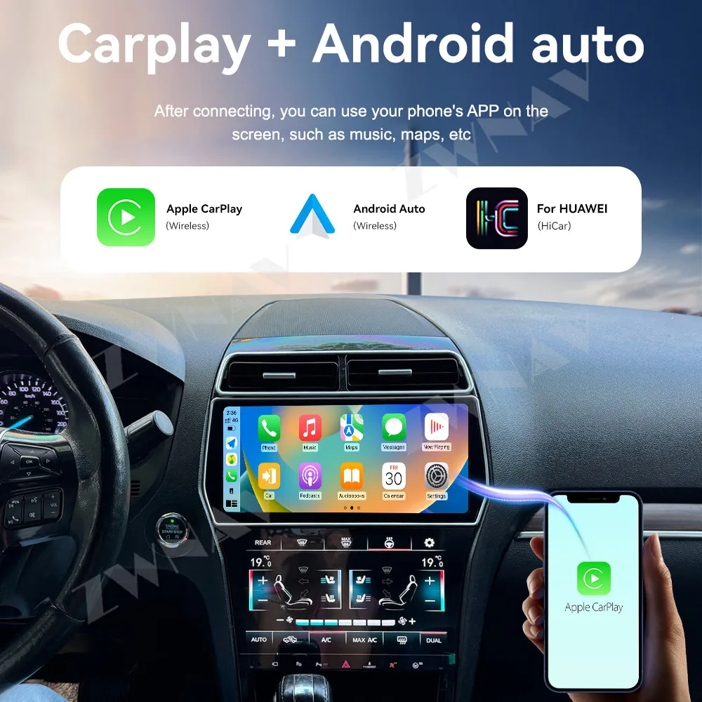 

Android 15 Carplay Car Radio 12.3" Display Touch Screen+10" Air Conditioning Screen For Ford Explorer 2011-2019 GPS Navigation