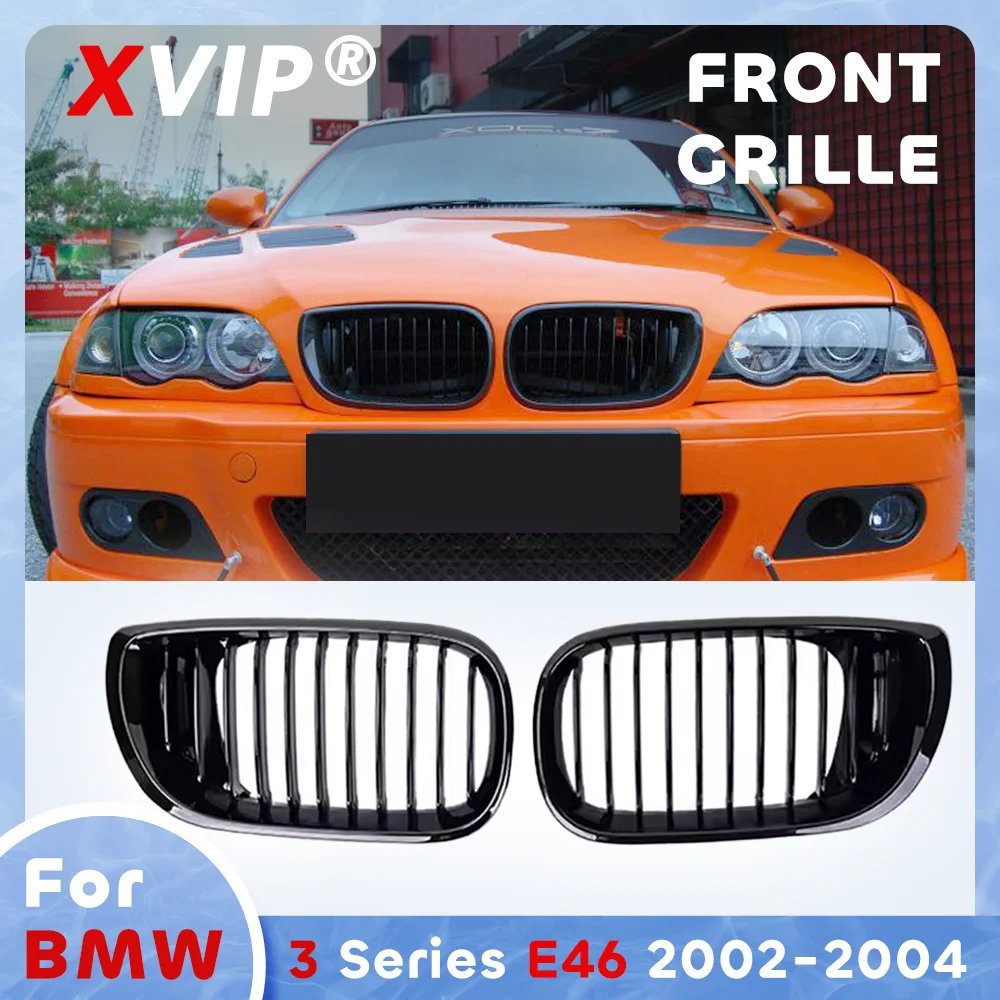 

XVIP Glossy Black Single Line Style Front Bumper Grille For BMW E46 2002-2004 4D Sedan