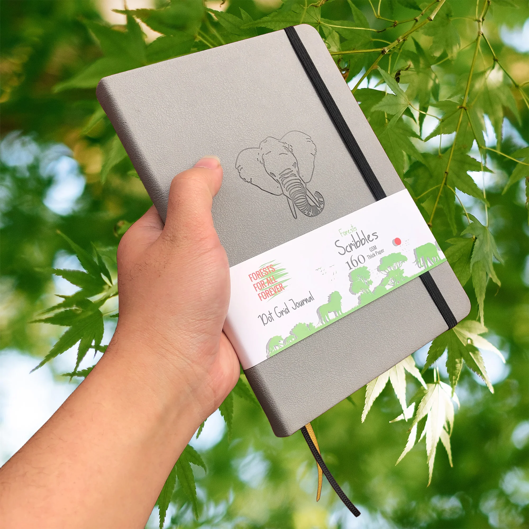 BUKE Elephant Dotted Journal, 160 g/m2 dickes cremefarbenes Papier-Notizbuch mit Punktraster, 160 Seiten nummeriert, 5 x 5 mm DOT-GRID-Layouts, zusätzlich – Detail 6
