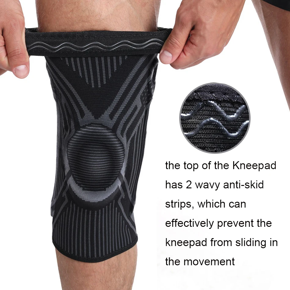 WOSWEIR 1 PC Silicon Padded Basketball Knee Pads Patella Brace Kneepad for Joint Support Fitness Compression Sleeve Protector