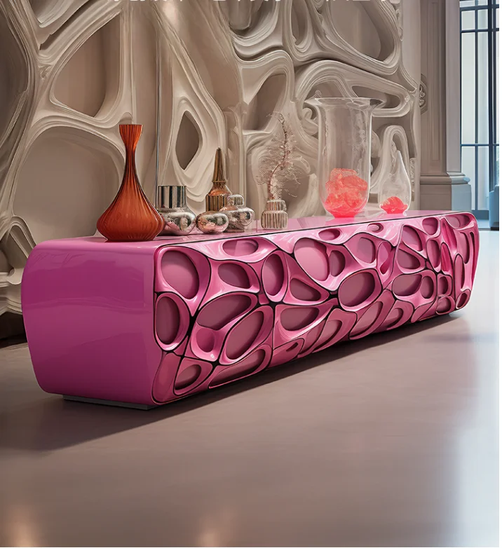 Qili pink dream art TV cabinet Italian style postmodern furniture International Museum TV cabinet