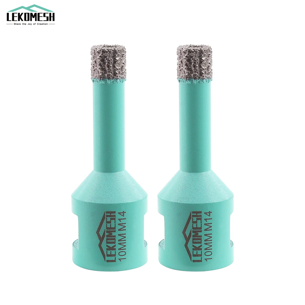 

LEKOMESH 2pcs 10mm Diamond Drilling Bits Porcelain Tile Drill Core Bits M14 Thread Granite Marble Stone Quartz Hole Saw Crown