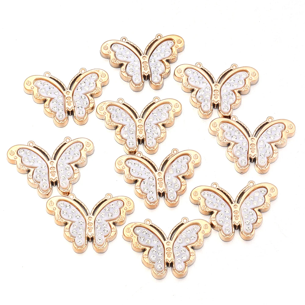 10pcs Gold Acrylic Butterfly Patch Ornaments for DIY Accessories