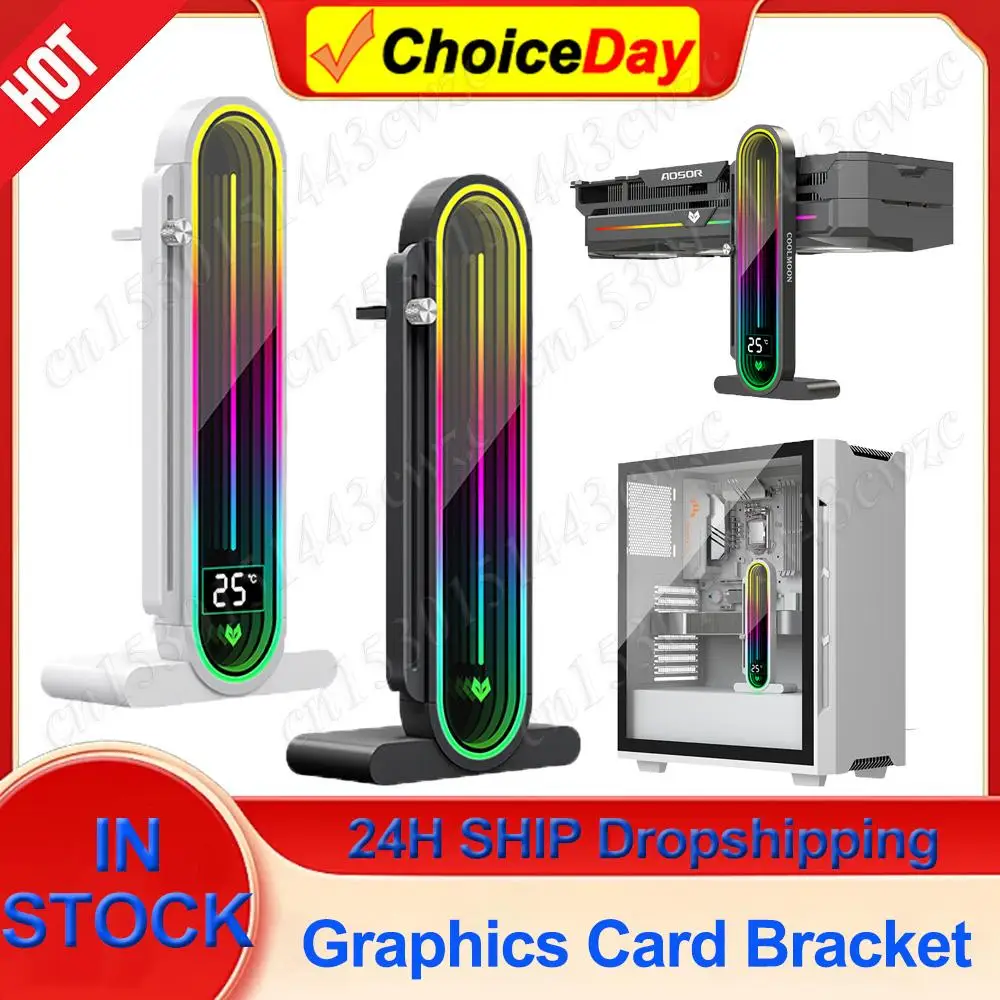 5V 3Pin ARGB Graphics Card Bracket VGA Holder Jack Desktop Computer Case Video Card Holder GPU Water Cooling Kit Support Stand