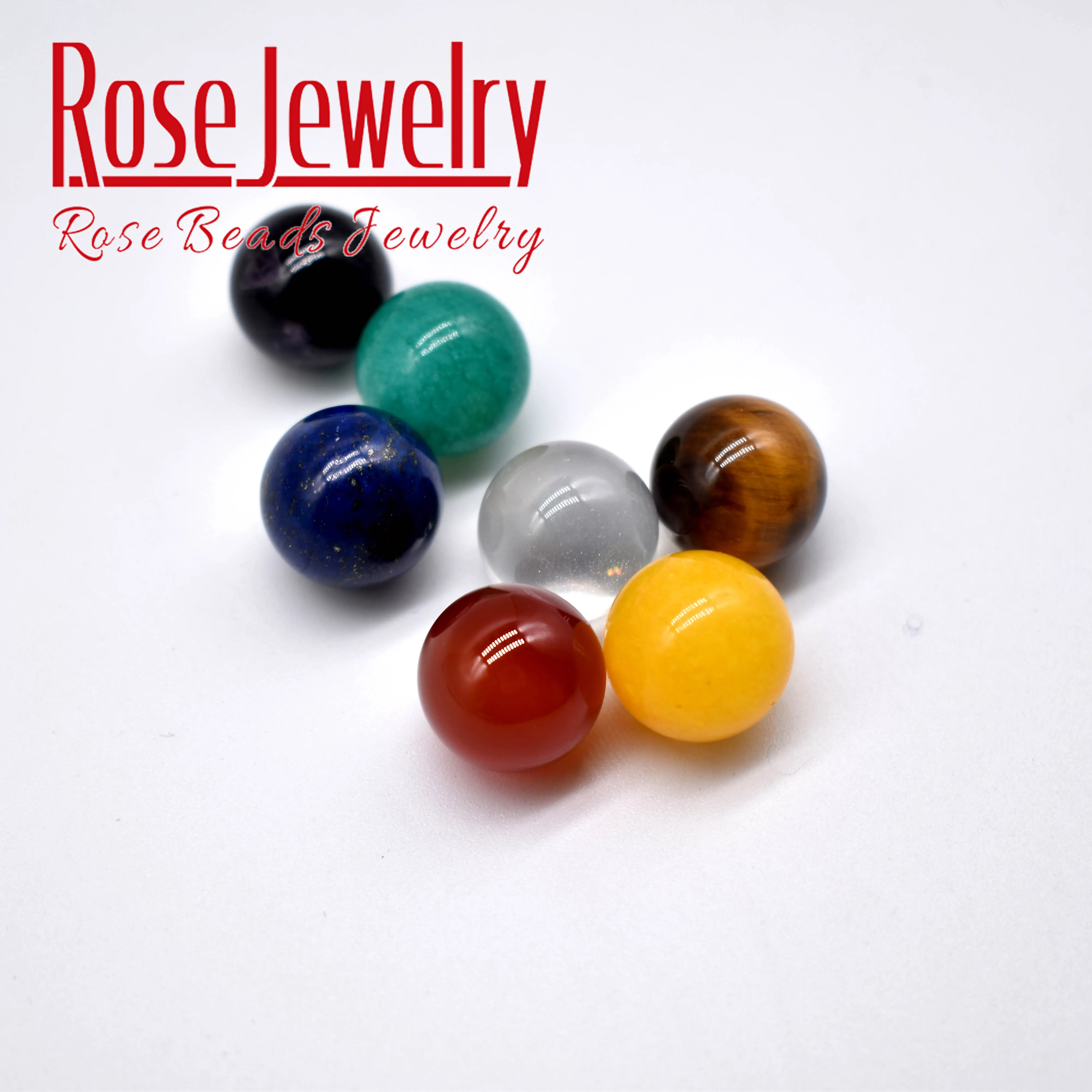 Natural Stone Tiger Eye Lapis Lazuli Crystal Agates Amethyst Ball Round Beads No Hole Beads Healing Crystal Rock Mineral Beads