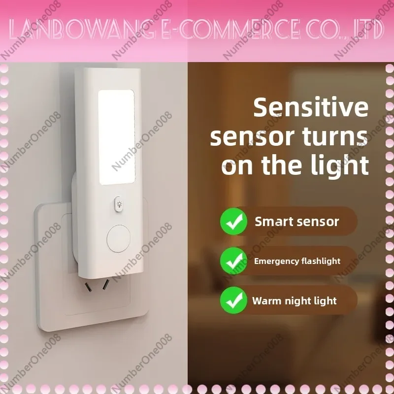 Motion Sensor Night Light - Plug-in with Switch, Instant-on Energy Saving LED for Hallway Bedroom, Auto on/Off view 3