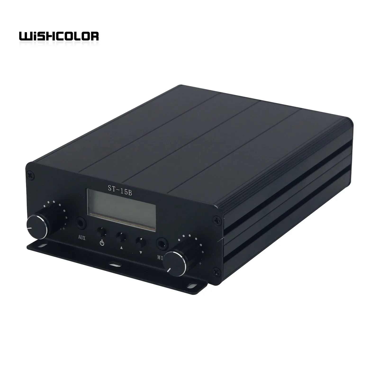 Wishcolor ST-15B V3 76MHz-108MHz 15W Stereo Amplifier FM Broadcast Transmitter Audio+Mic Input (BNC Interface)