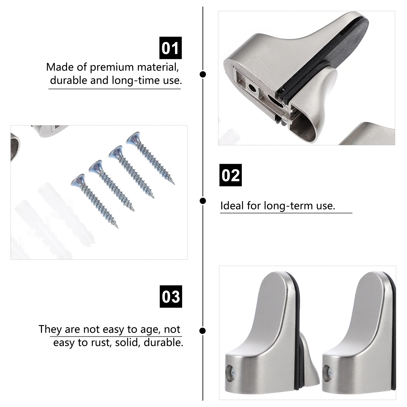 

2Pcs Adjustable Glass Clamp Duckbill Clips Durable Alloy Glass Shelf Brackets Panel Clips Silver for Furniture Fixing