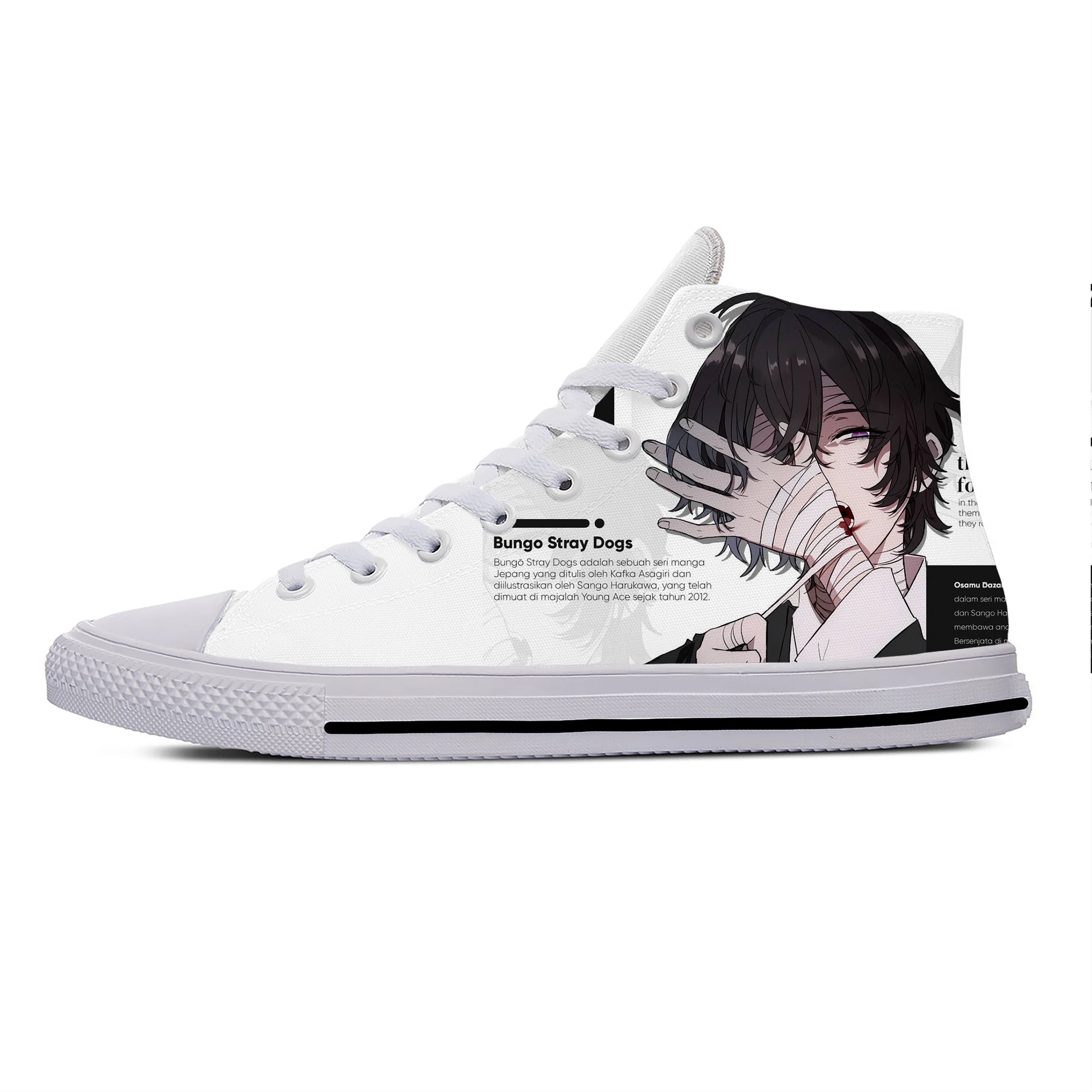 Japońskie Anime Manga Bungo bezpańskie psy Dazai Osamu casualowe wysokie buty deskorolkowe lekkie oddychające buty sportowe męskie/damskie