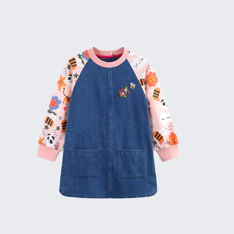 

Wind Girl's Dress25Autumn New Children's Princess Dress Denim Fabric Toddler Skirt One Piece Wholesale