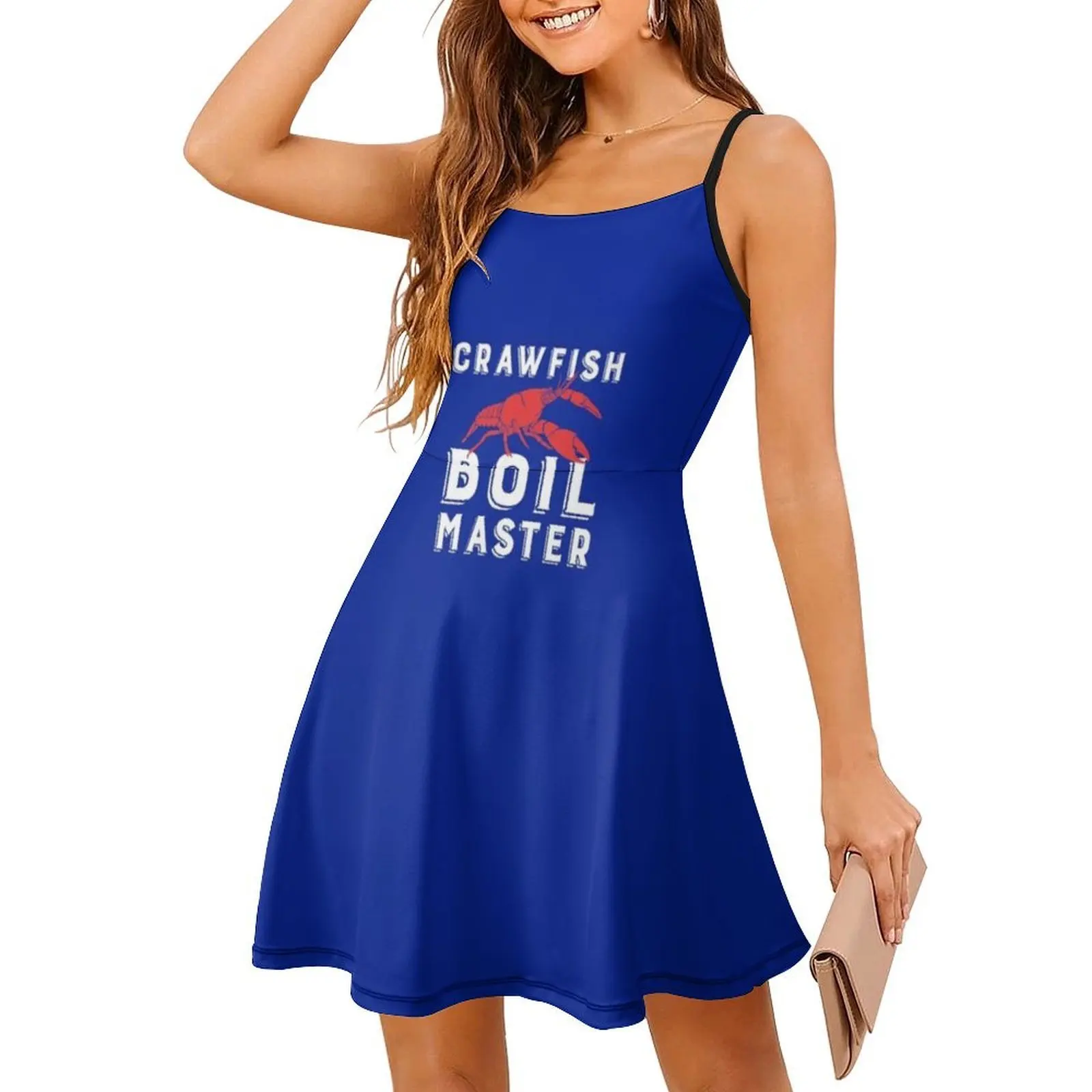 جراد يغلي ماستر الأحمر جراد البحر عاشق هدية ل Foodie البوهيمي فستان بلا أكمام للنساء طباعة فساتين حفلات الشاطئ جراد البحر #3