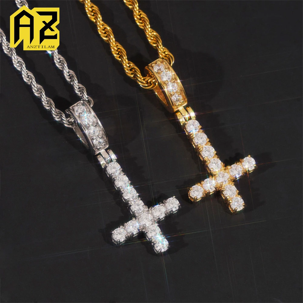 

Anztilam No Fade, ожерелье из нержавеющей стали 316L с перевернутым крестом, длинная цепочка для женщин и мужчин с цирконом, ювелирные изделия в стиле хип-хоп