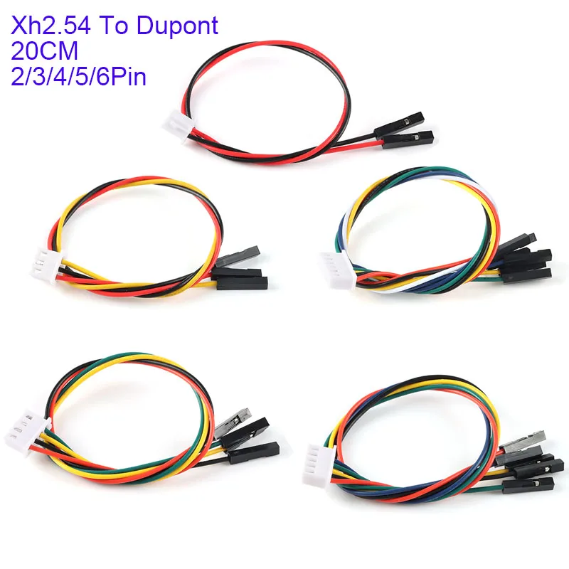 5PCS XH2.54 To Dupont 2.54mm 1P Cable Female 2/3/4/5/6/7/8/9/10P 26AWG Jumper Wire 20CM 2P/3P/4P/5P/6P Pin