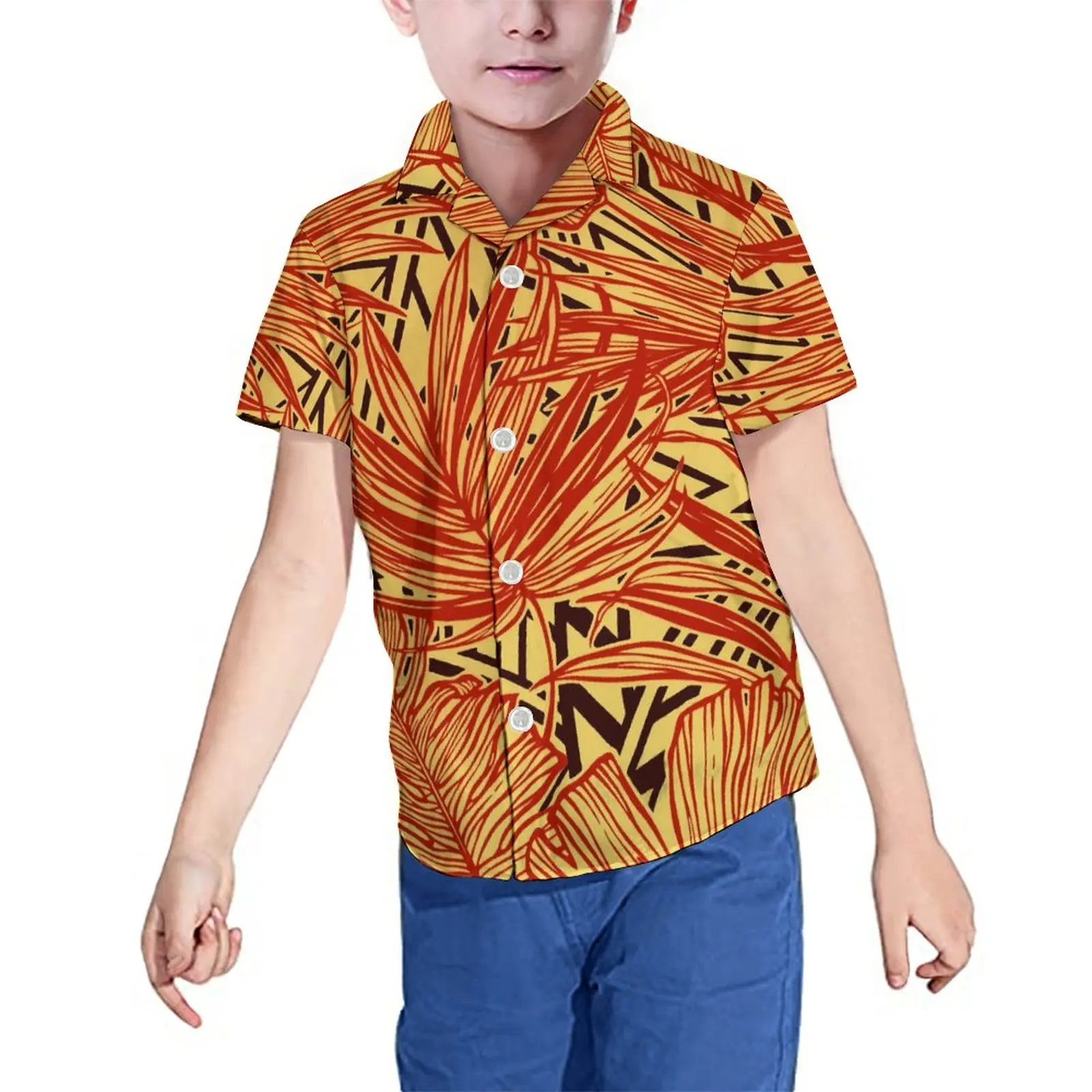 Camiseta de manga corta para niños y niñas, ropa de alta calidad con estampado polinesiano de la tribu hawaiana