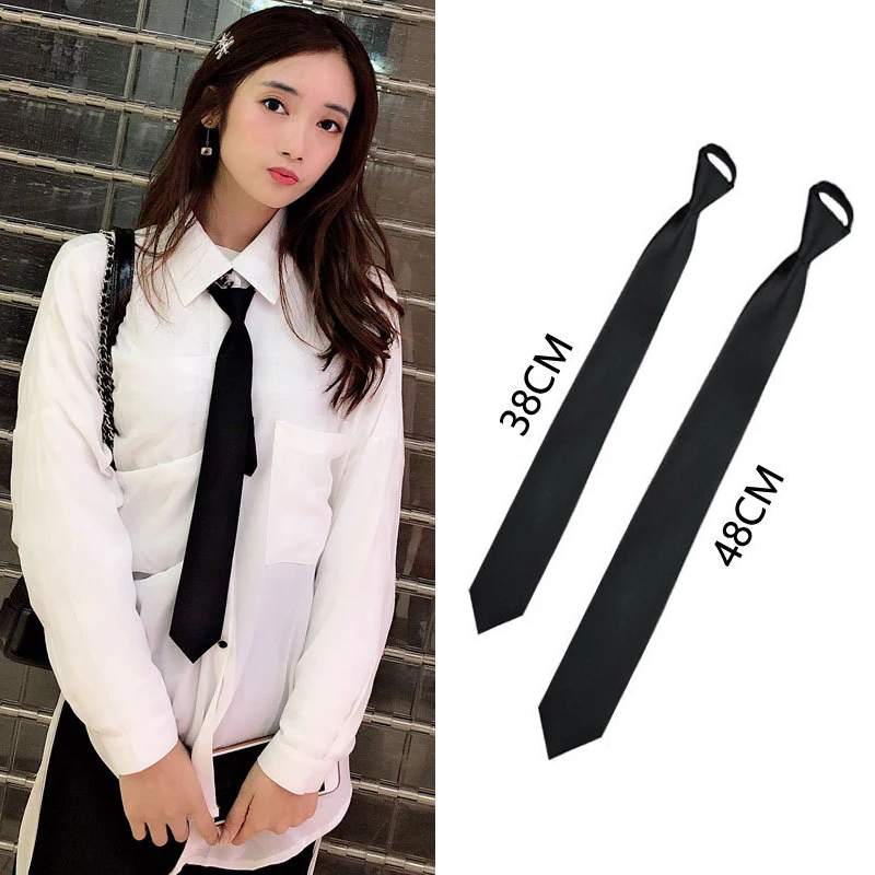 Unisex Black Simple Clip On Tie Security Tie Uniform Shirt Suit Neckties Steward Matte Funeral Lazy Neck Zipper Ties Students