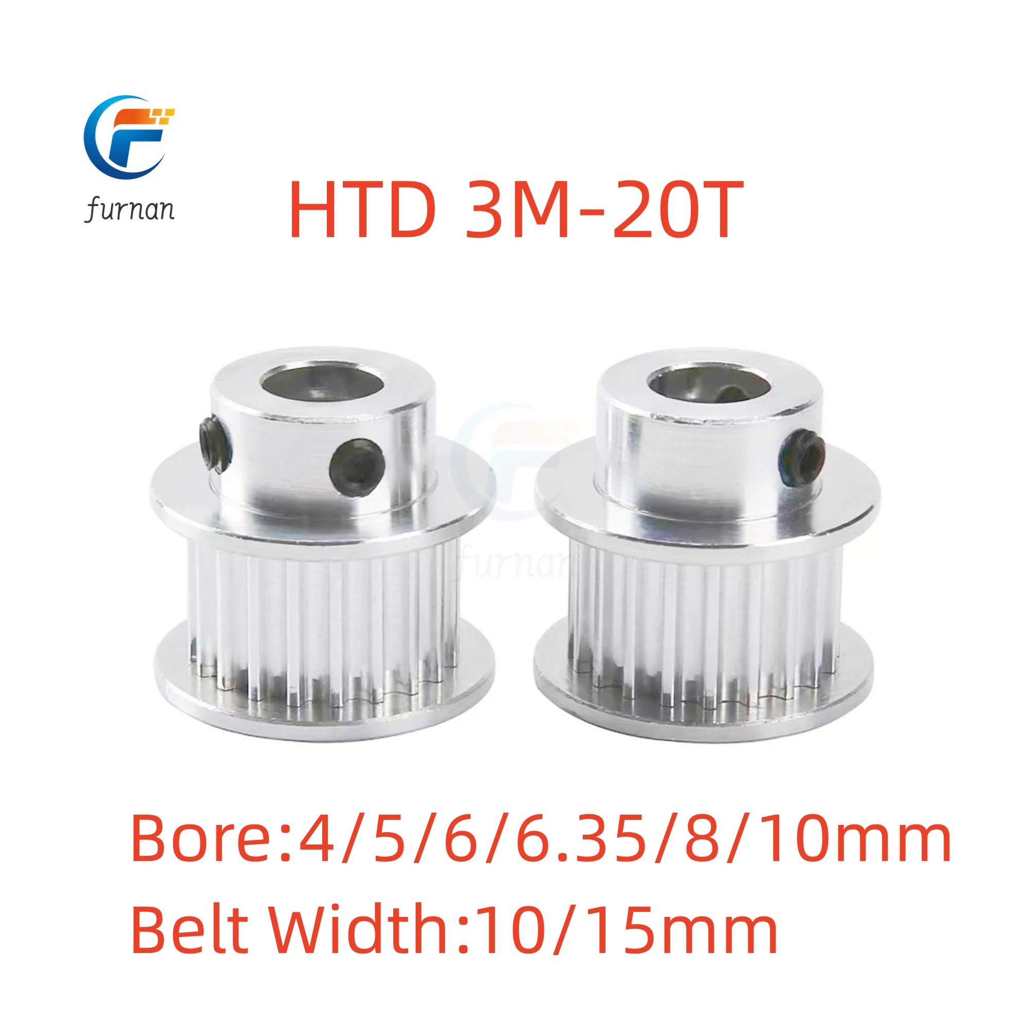 

BF Type 20 Teeth HTD 3M Timing Pulley Bore 4mm 5mm 6mm 6.35mm 7mm 8mm 10mm for 10mm 15mm HTD3M Belt for Linear Pulley 3GT