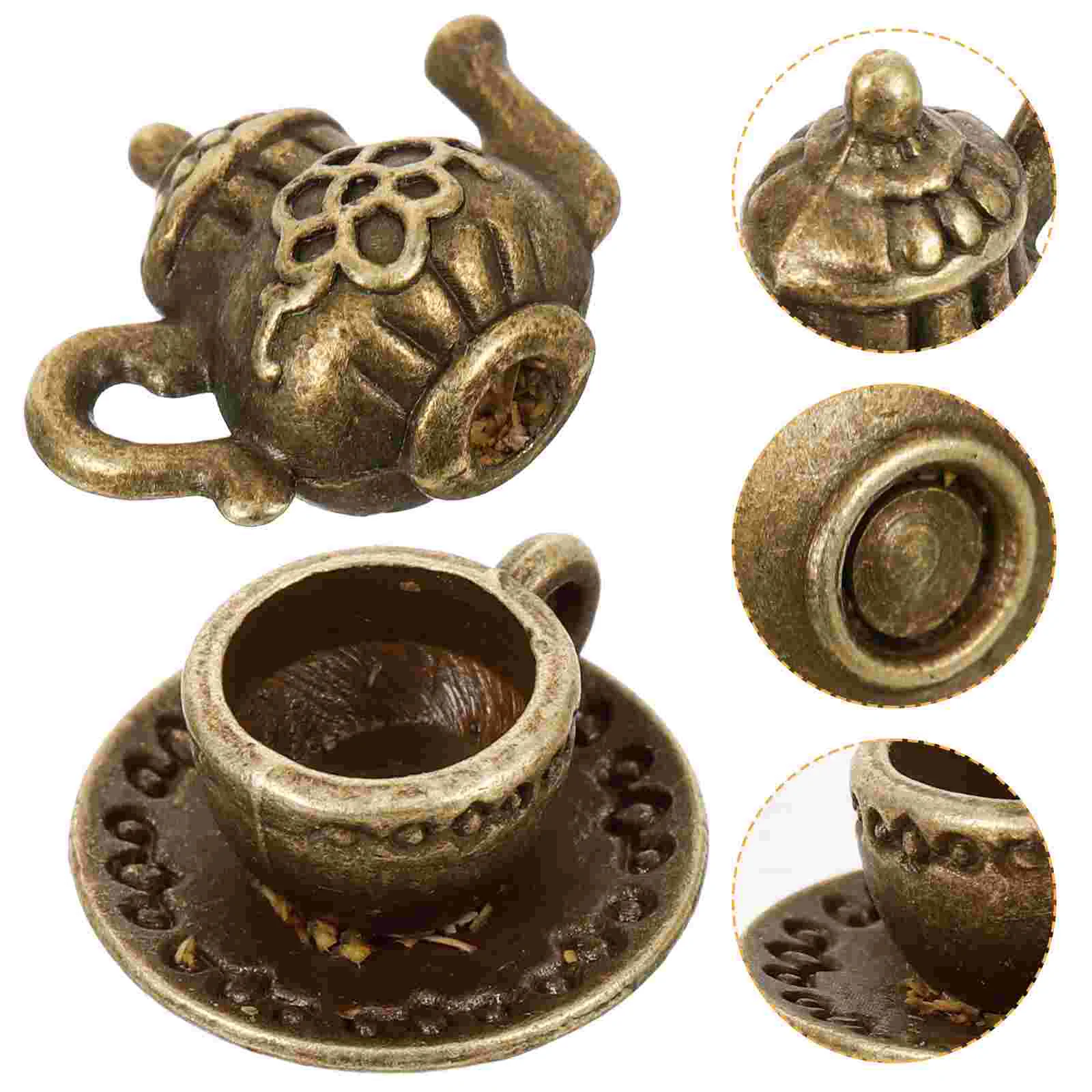 

1 Set Dolls House Miniature Teapot Mini Metal Tea Set Tiny Tea Cups for Micro Scene mini tea cups miniature tea cups