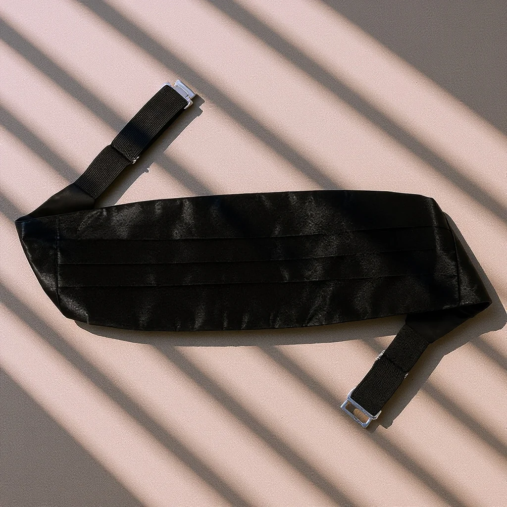 

Black Cummerbund Set Self Tie Bow Tie Adjustable Belt Men Suit Accessories Formal Night Party Cumberbund